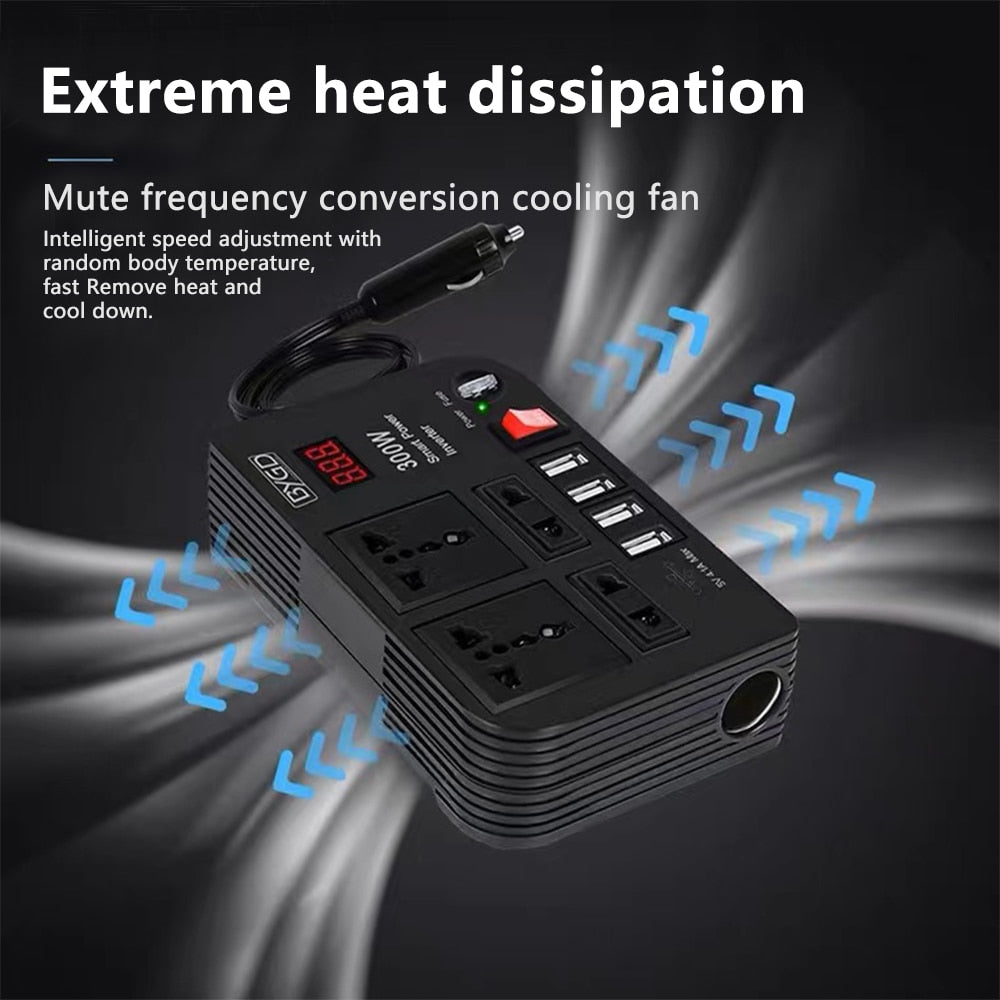 Redline Inverter 300W Car Inverter DC 12V to AC 220V Converter300W Car Inverter DC 12V ...