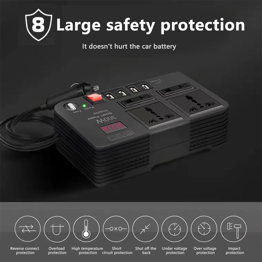 Redline Inverter 300W Car Inverter DC 12V to AC 220V Converter300W Car Inverter DC 12V ...